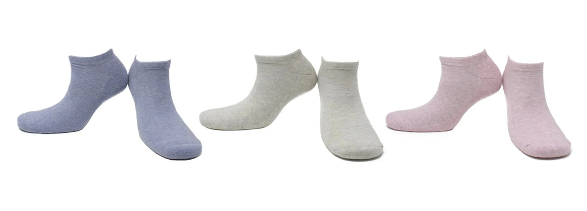 Socquettes Pastel Unies Coton Écologique - Bleu, Gris, Fraise (3 paires)