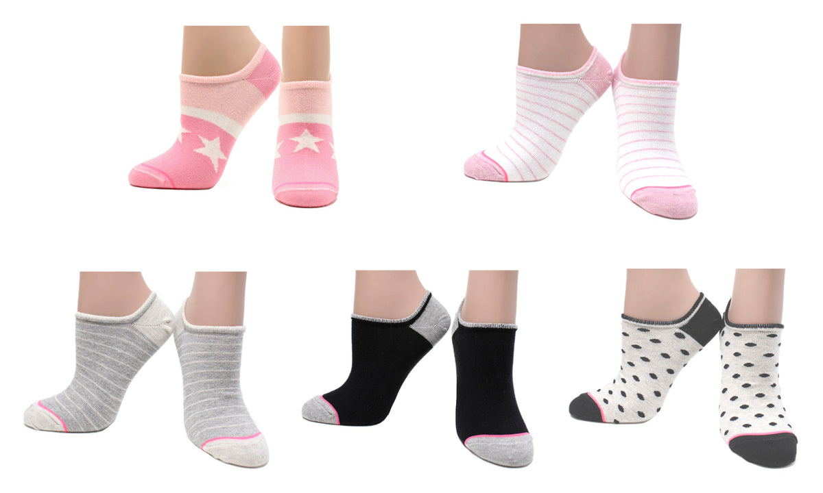 Chaussettes Invisibles Young Lady Coton Écologique - Beige, Gris, Rose, Noir (5 paires)