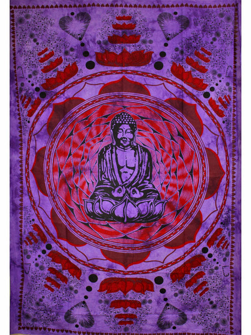 Tenture Bouddha violet sur fleur de lotus