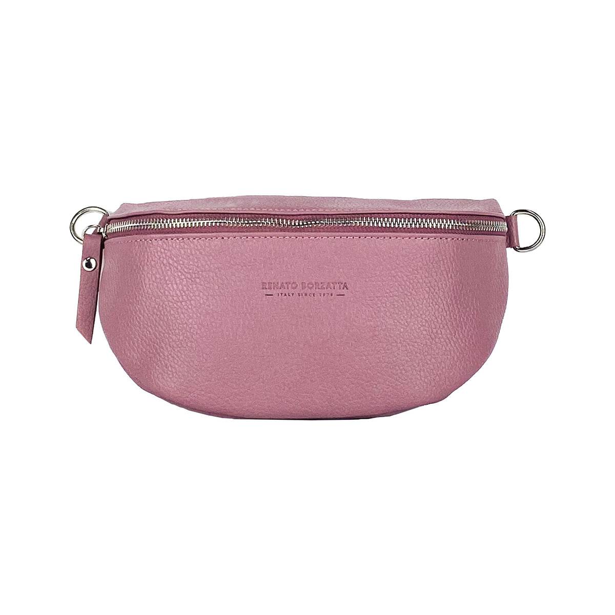 Sac banane en cuir véritable Made in Italy RB1015AZ – rose antique, 24 x 14 x 7 cm