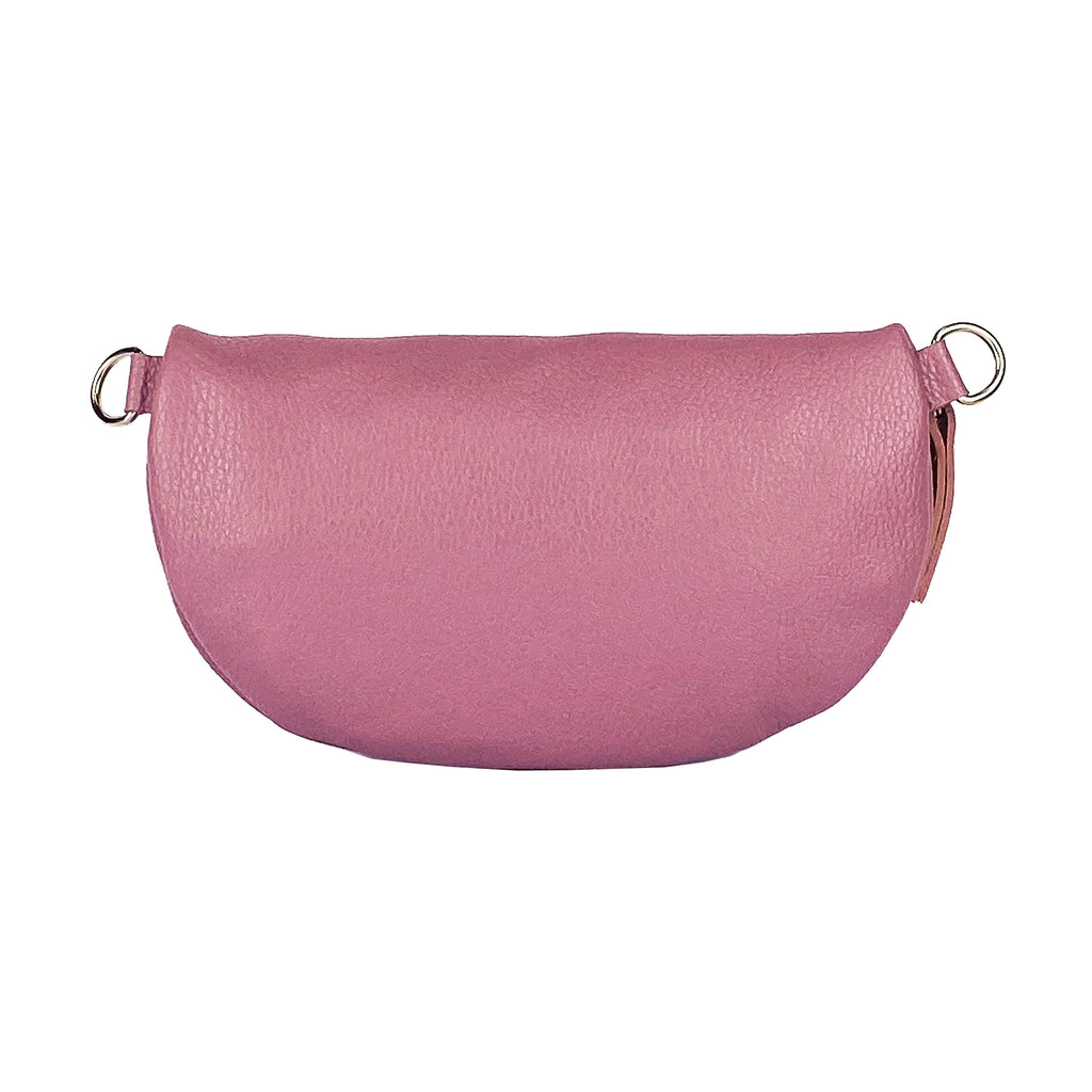 Sac banane en cuir véritable Made in Italy RB1015AZ – rose antique, 24 x 14 x 7 cm