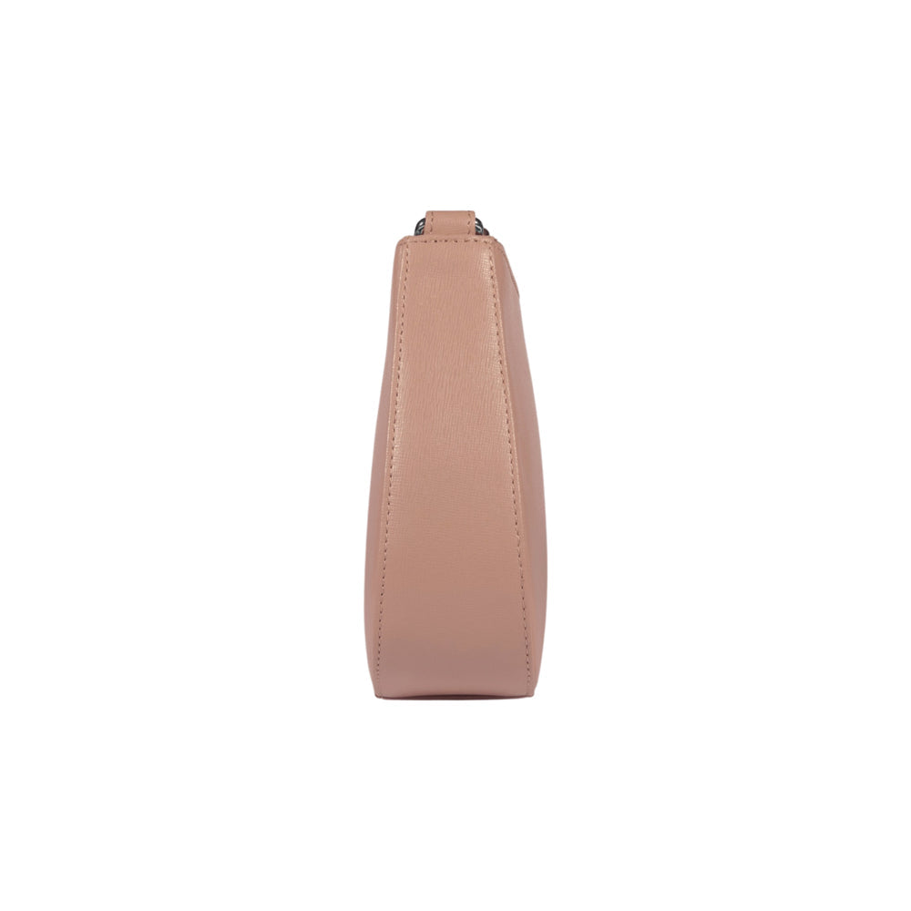 RB1036AU | LARA Women's Hobo Bag in Genuine Saffiano Leather Made in Italy. Color: Powder