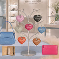 RB1082SBE | Heart Charm Keychain Made in Italy in Genuine Smooth Matte Leather. Color: Fuchsia