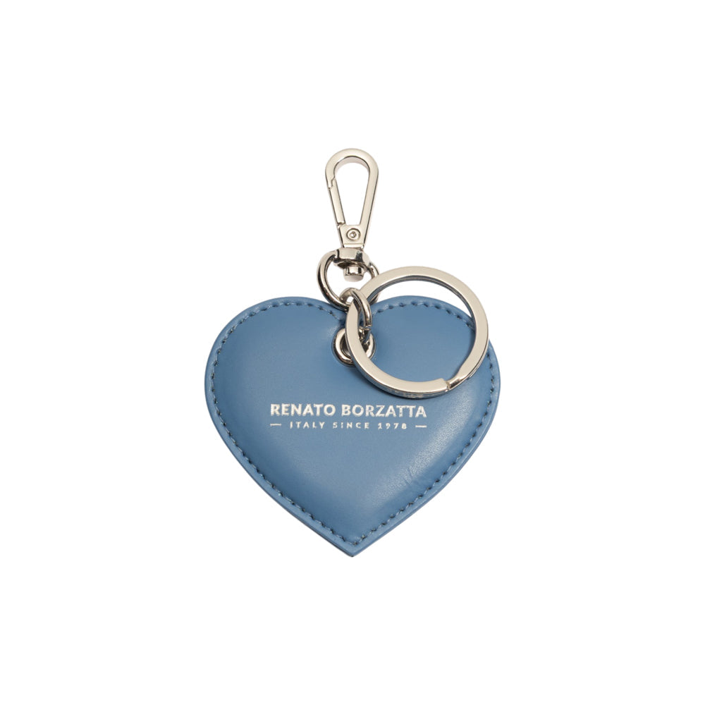 RB1082SCP | Heart Charm Keychain Made in Italy in Smooth Matte Genuine Leather. Color: Wisteria