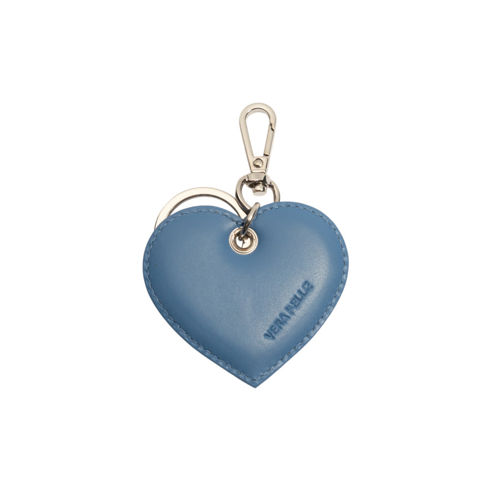 RB1082SCP | Heart Charm Keychain Made in Italy in Smooth Matte Genuine Leather. Color: Wisteria