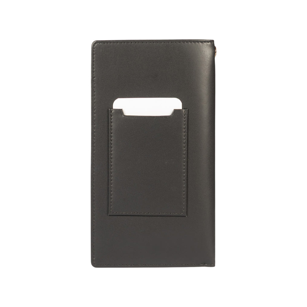 RB1087A | Glasses/Smartphone Case with Shoulder Strap Made in Italy in Genuine Smooth Matte Leather. Color: Black