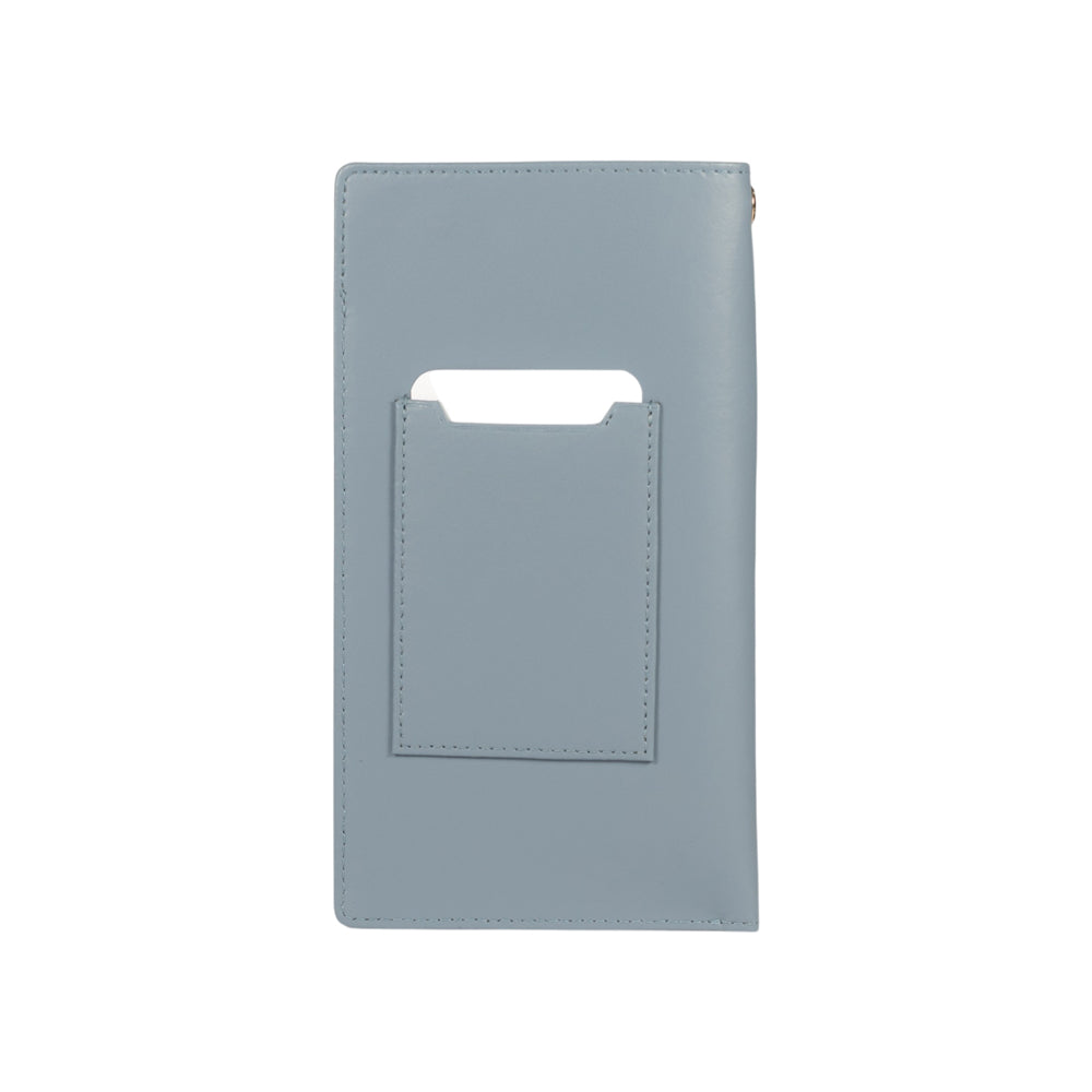 RB1087P | Glasses/Smartphone Case with Shoulder Strap Made in Italy in Genuine Smooth Matte Leather. Color: Air Force Blue