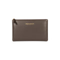 RB1090B | Made in Italy Toiletry Bag in Genuine Smooth Matte Leather. Color: Dark Brown