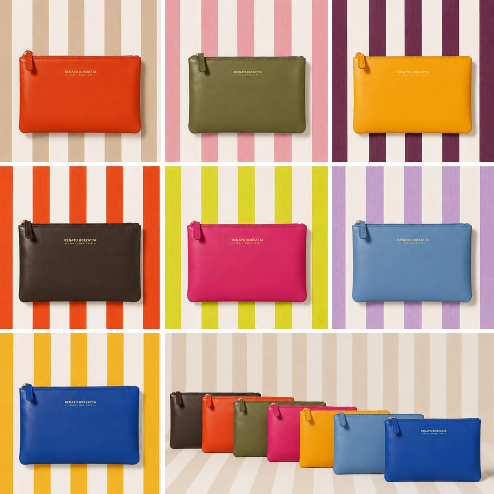 RB1090B | Made in Italy Toiletry Bag in Genuine Smooth Matte Leather. Color: Dark Brown