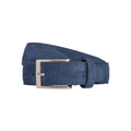 RB4029D | Men's Belt Made in Italy in Genuine Suede Leather. Satin Silver Buckle. Color: Blue. Dimensions: 125 x 3.5 x 0.5 cm (waistline 110 cm)