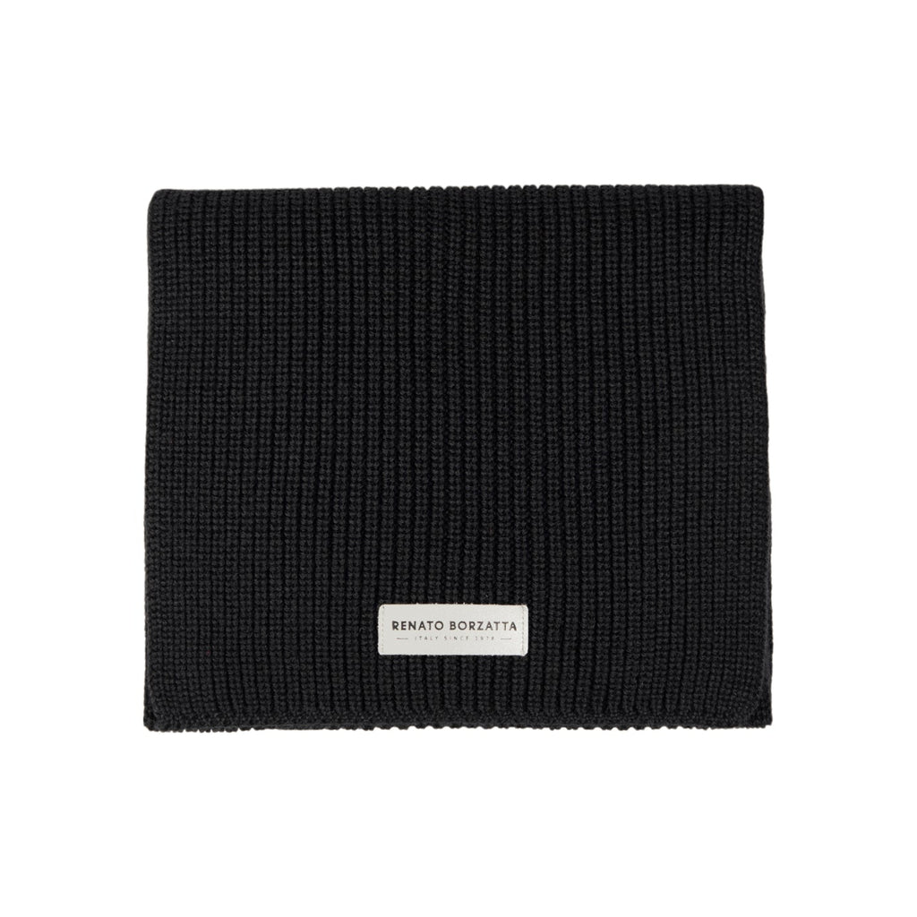 RB5002A | CERVINO Knit Scarf Mixed Wool Made in Italy. Color Black - One Size