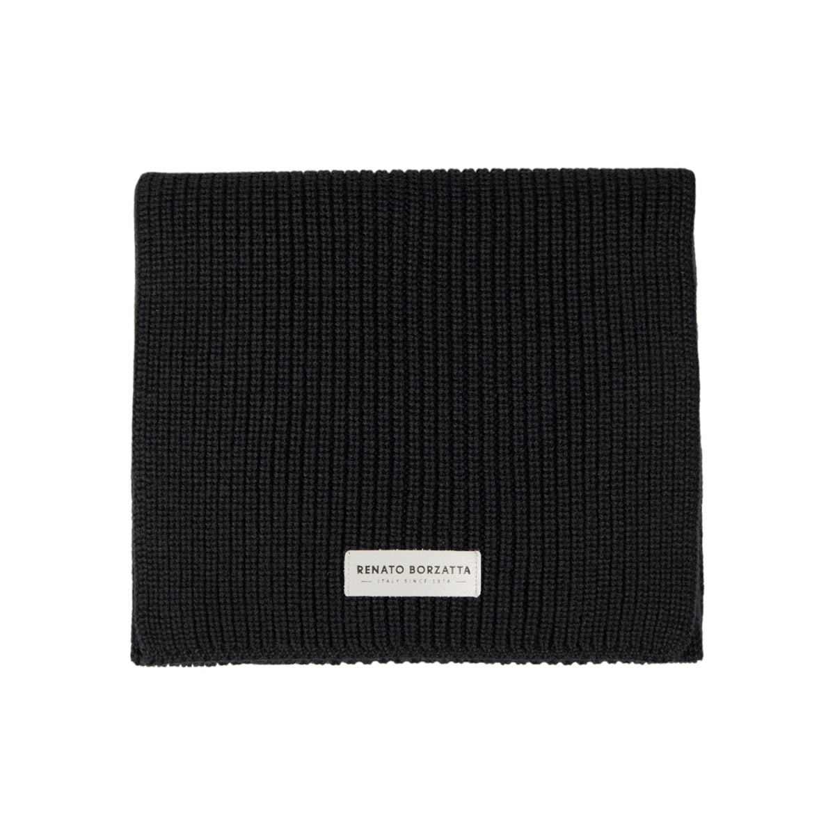 RB5002A | CERVINO Knit Scarf Mixed Wool Made in Italy. Color Black - One Size
