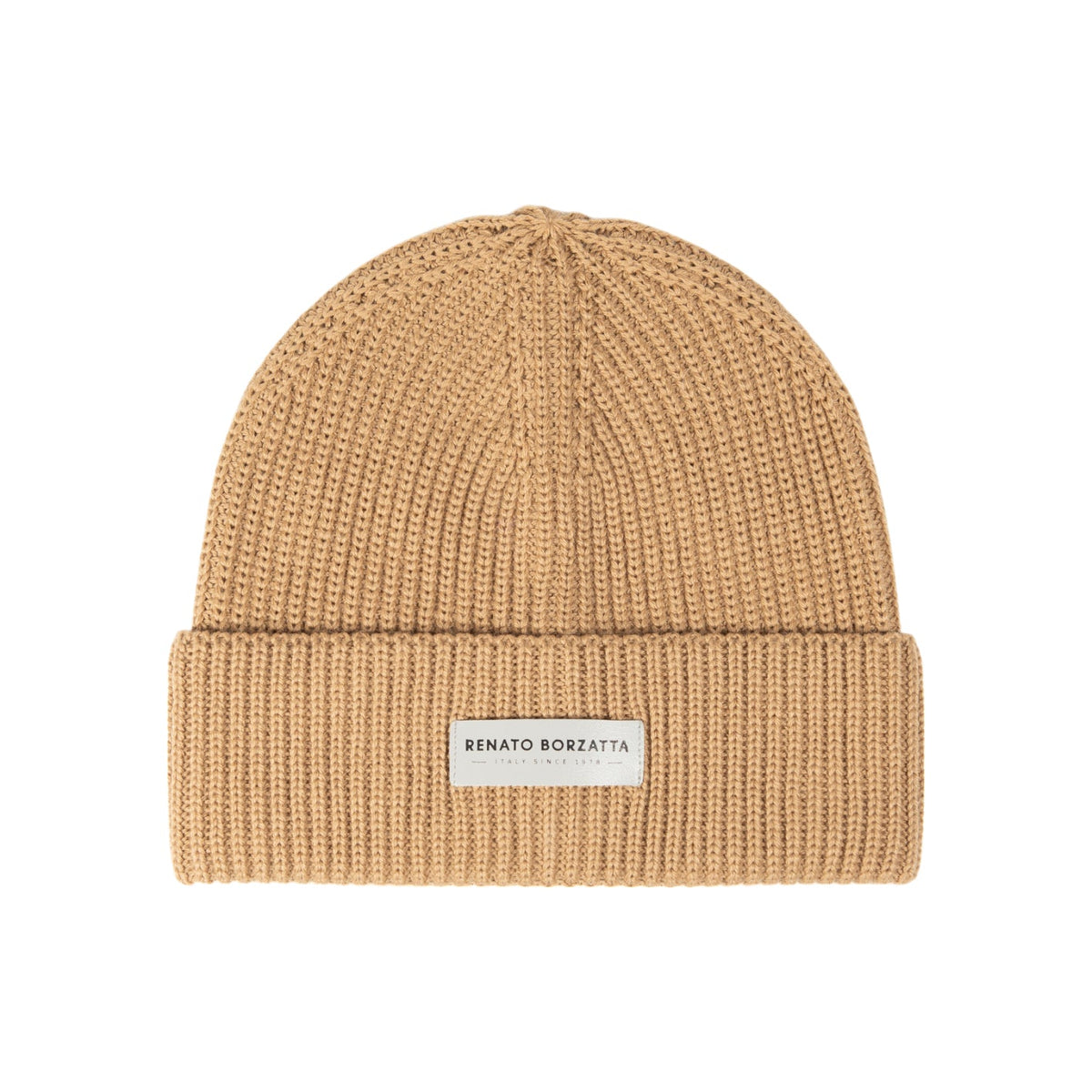 RB5004Z | CERVINO Knitted Mixed Wool Scarf and Cap Set Made in Italy. Camel Color - One Size