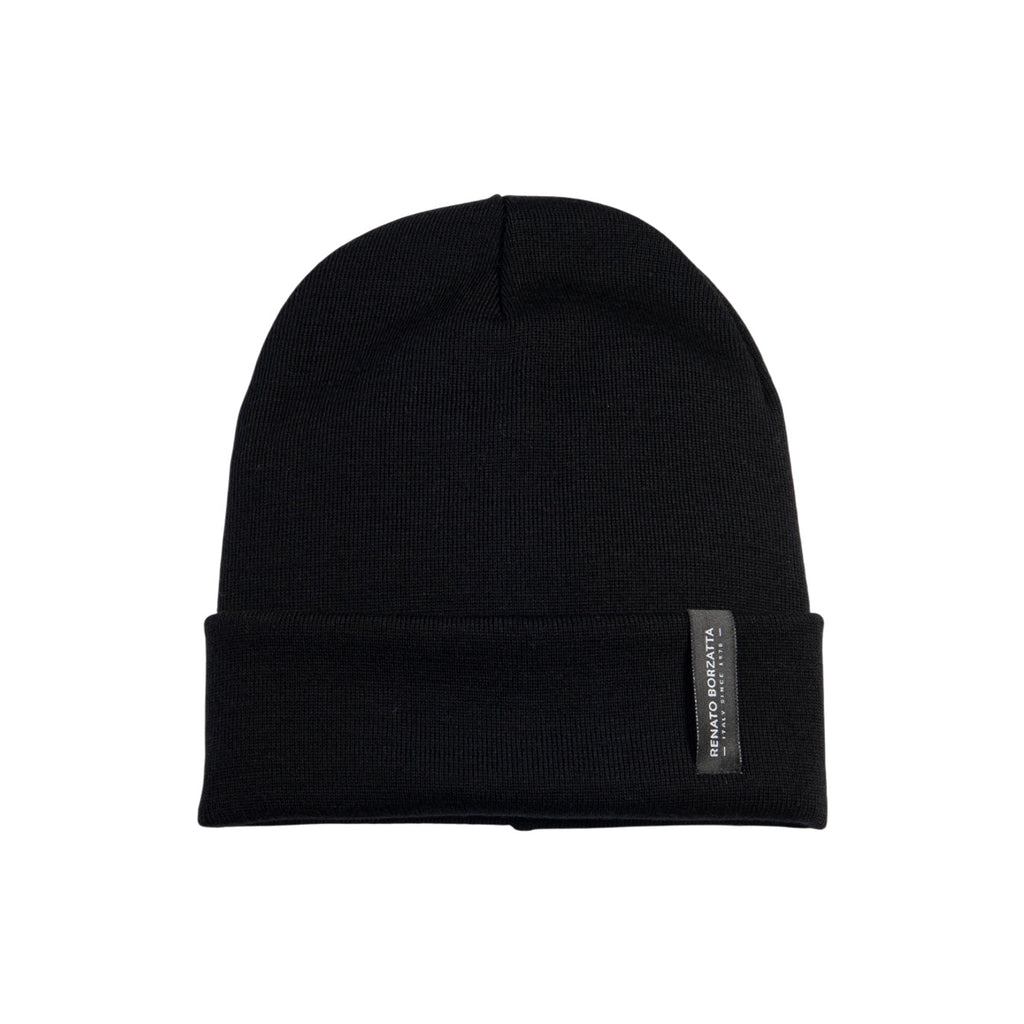 RB5005A | CIMONE Unisex Knit Beanie in a Tubular Wool Blend Made in Italy. Black. One Size.