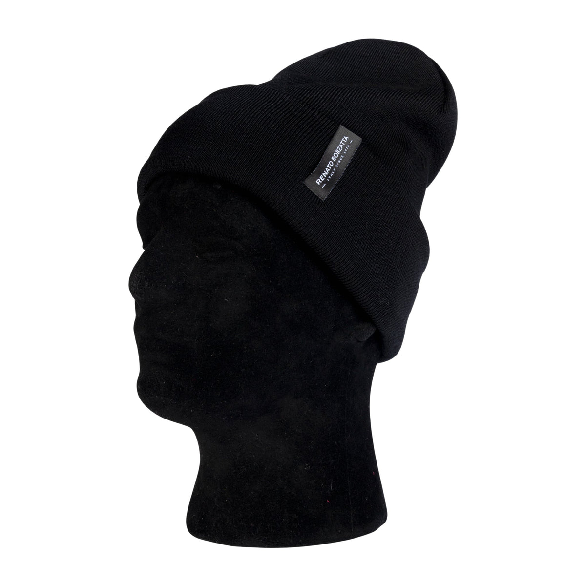 RB5005A | CIMONE Unisex Knit Beanie in a Tubular Wool Blend Made in Italy. Black. One Size.
