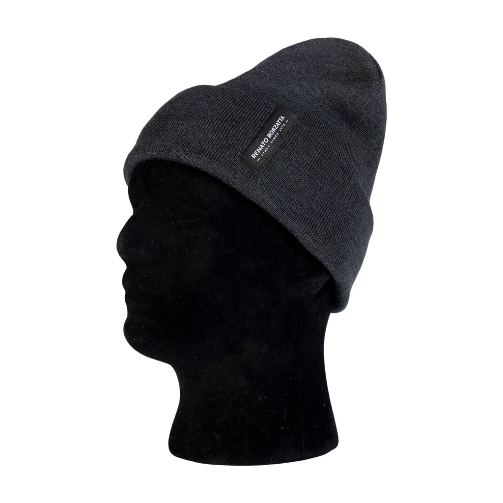 RB5005K | CIMONE Unisex Knit Beanie in a Tubular Wool Blend Made in Italy. Charcoal Color. One Size