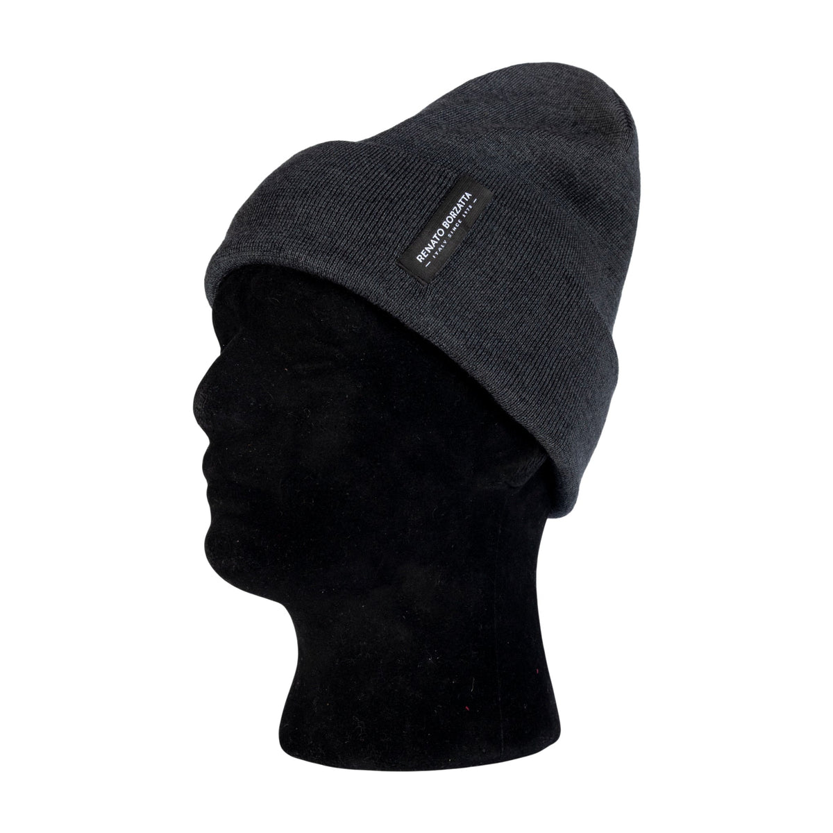 RB5005K | CIMONE Unisex Knit Beanie in a Tubular Wool Blend Made in Italy. Charcoal Color. One Size