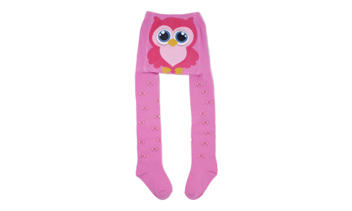Collant 4D Hibou Rose en Coton Écologique