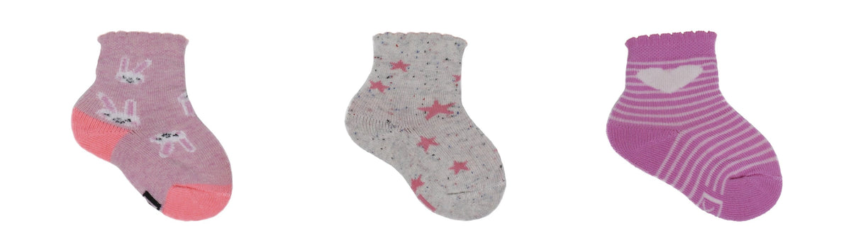 Chaussettes Bébé Fantaisie en Coton Écologique - Rose, Beige (3 paires)