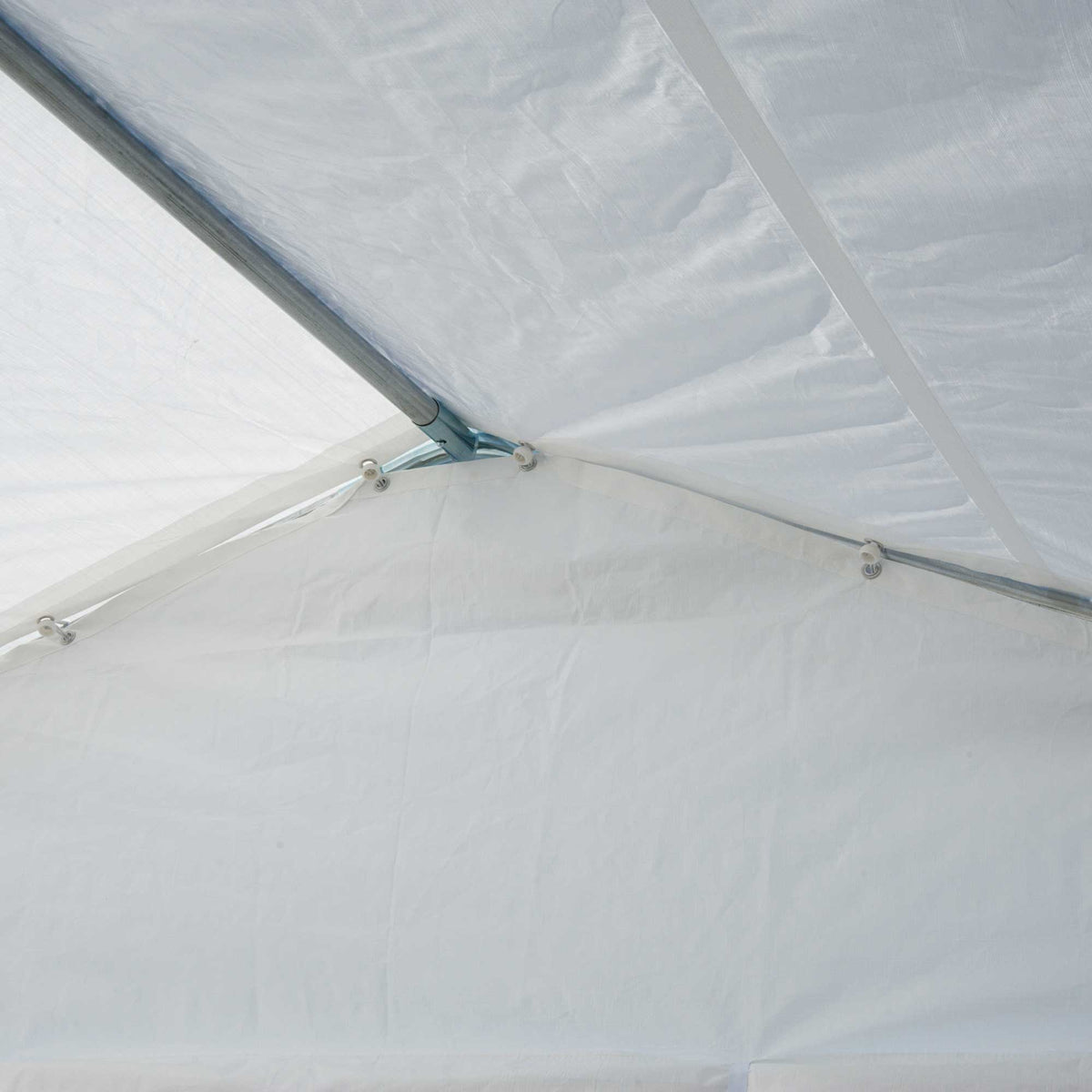 Tente Tonnelle de Réception Jardin Chapiteau PE Imperméable Tube Acier 7.98L x 3.92l x 2.8Hm Blanc Neuf 14