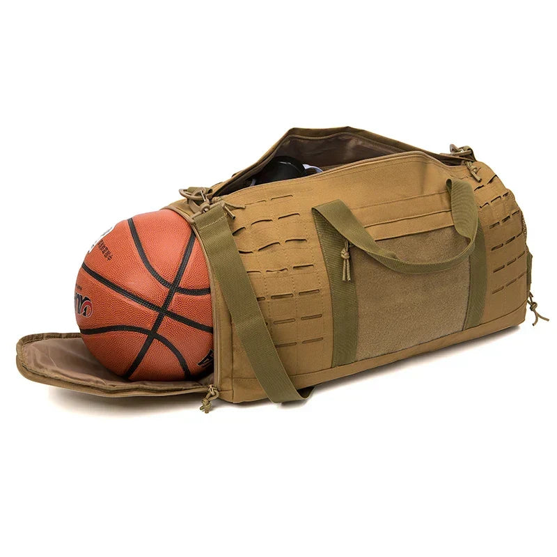 40L Tactical Sport Gym Duffle Bag Travel Training Bag Khaki-4
