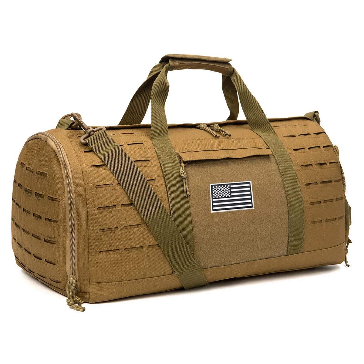 40L Tactical Sport Gym Duffle Bag Travel Training Bag Khaki-0