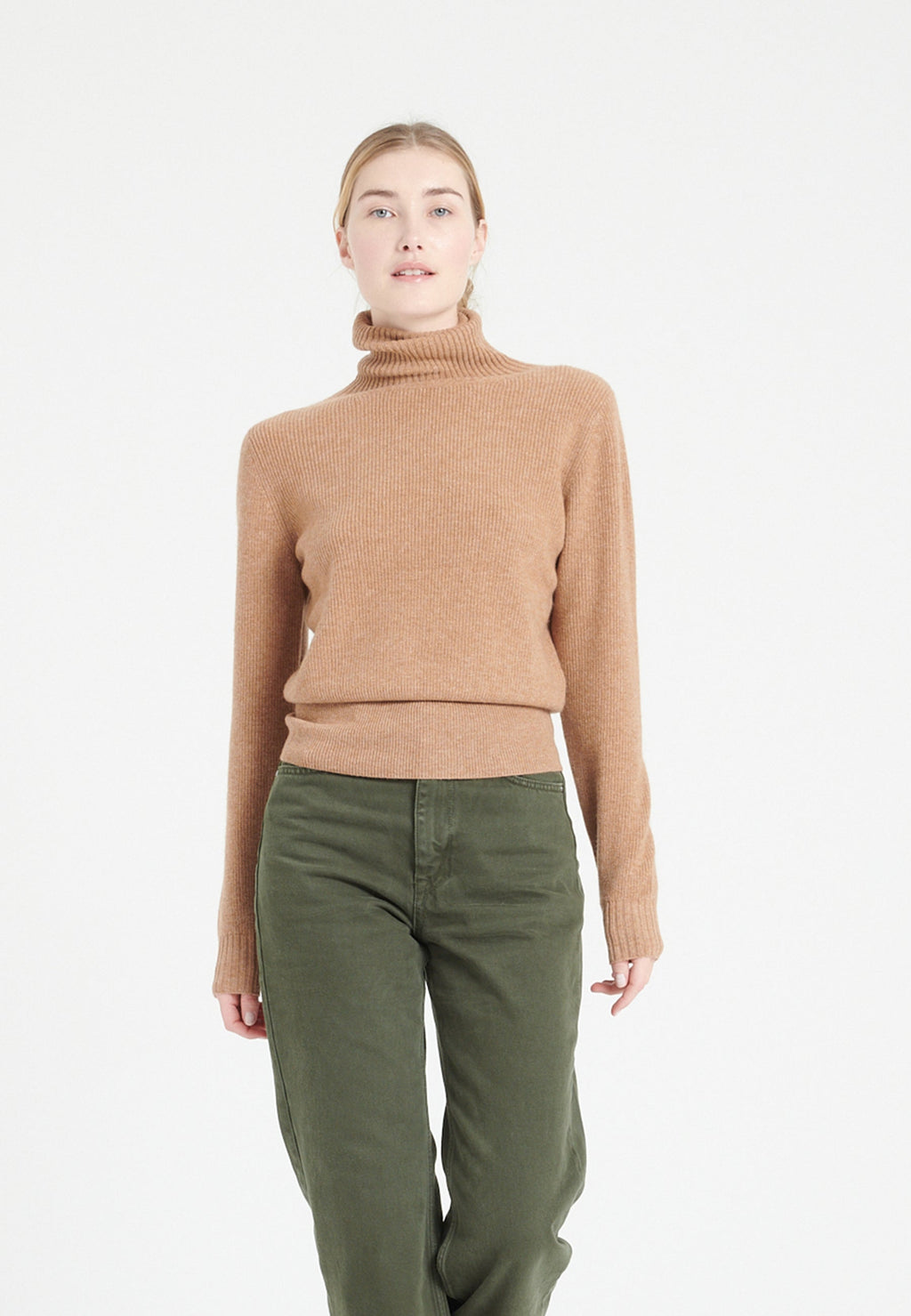 Pull col roulé femme en cachemire camel - LILLY 21