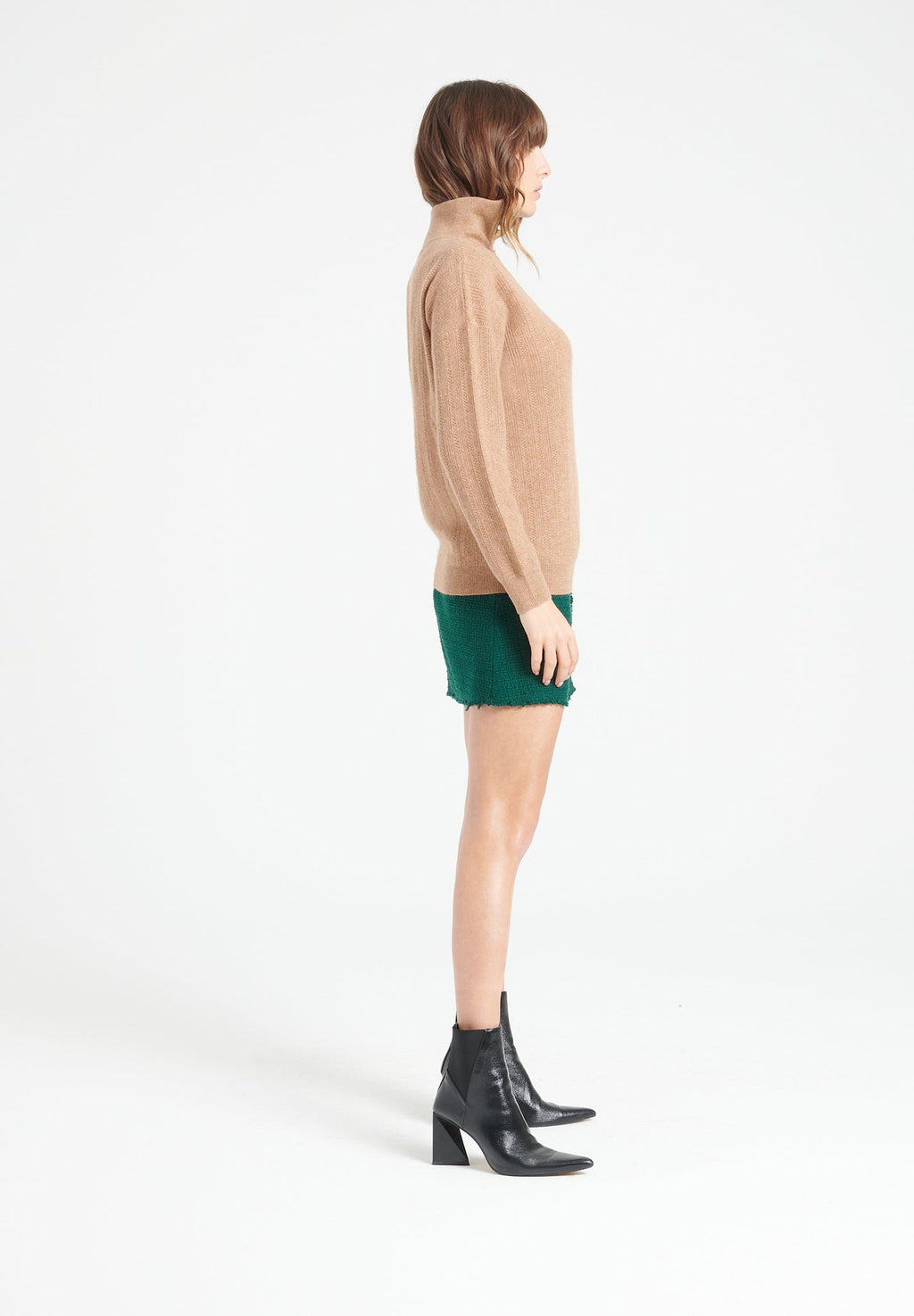 Pull col cheminé femme en cachemire camel - LILLY 28