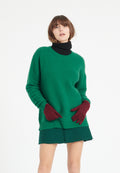 Pull col rond femme en cachemire 4 fils vert émeraude - LILLY 30