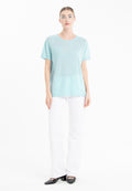 T-shirt col rond femme en cachemire déjaugé turquoise - AVA 6