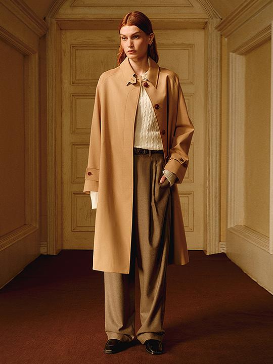 Mid-length trench coat high-end British style coat