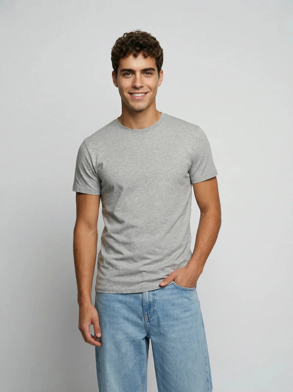 T-shirt en coton gris chiné – Made in France