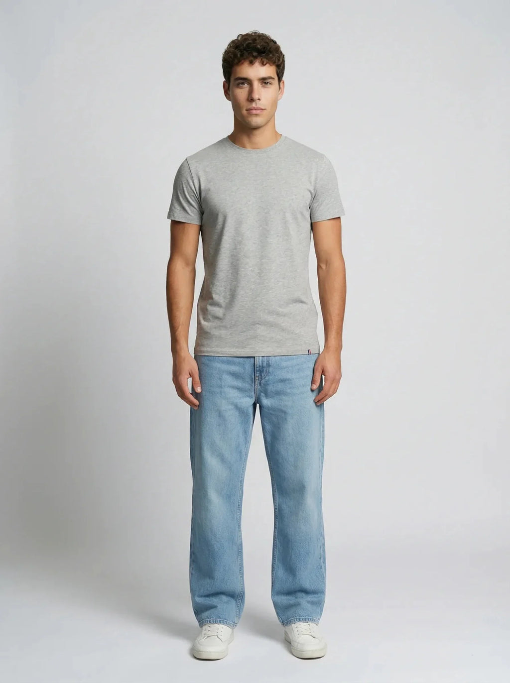 T-shirt en coton gris chiné – Made in France