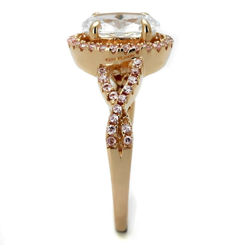 Bague argent 925 plaqué or rose TS489 – zircon AAA