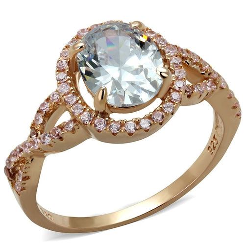 Bague argent 925 plaqué or rose TS489 – zircon AAA