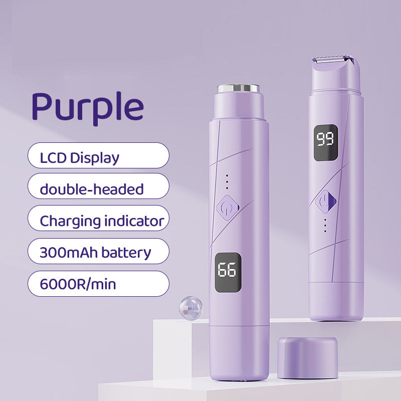 NNEDSZ Purple Portable Wireless Electric Hair Remover – Dual-Head Rechargeable Mini Shaver for Women’s Sensitive Areas