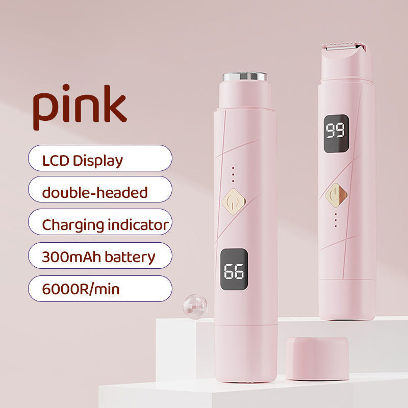 NNEDSZ Pink Portable Wireless Electric Hair Remover – Dual-Head Rechargeable Mini Shaver for Women’s Sensitive Areas