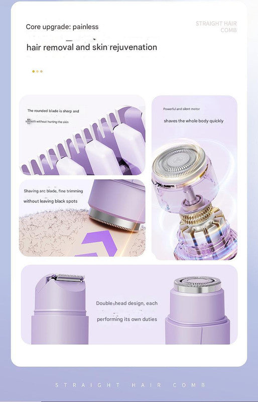 NNEDSZ Pink Portable Wireless Electric Hair Remover – Dual-Head Rechargeable Mini Shaver for Women’s Sensitive Areas