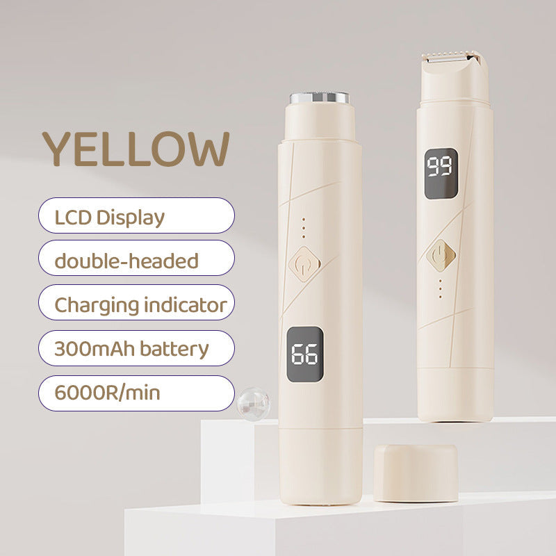 NNEDSZ Light Yellow Portable Wireless Electric Hair Remover – Dual-Head Rechargeable Mini Shaver for Women’s Sensitive Areas