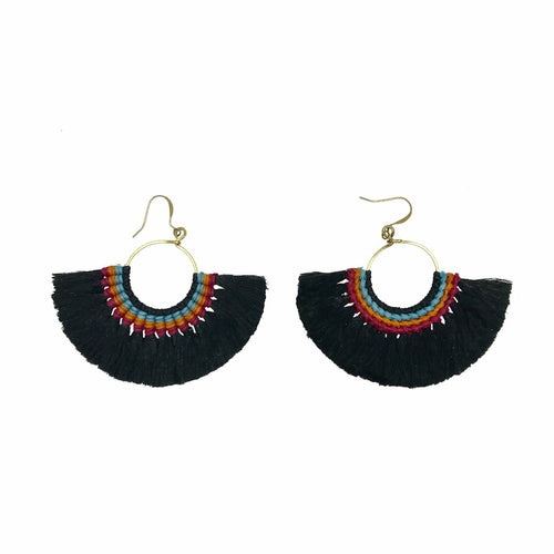 Boucles d'oreilles éventail à pompons