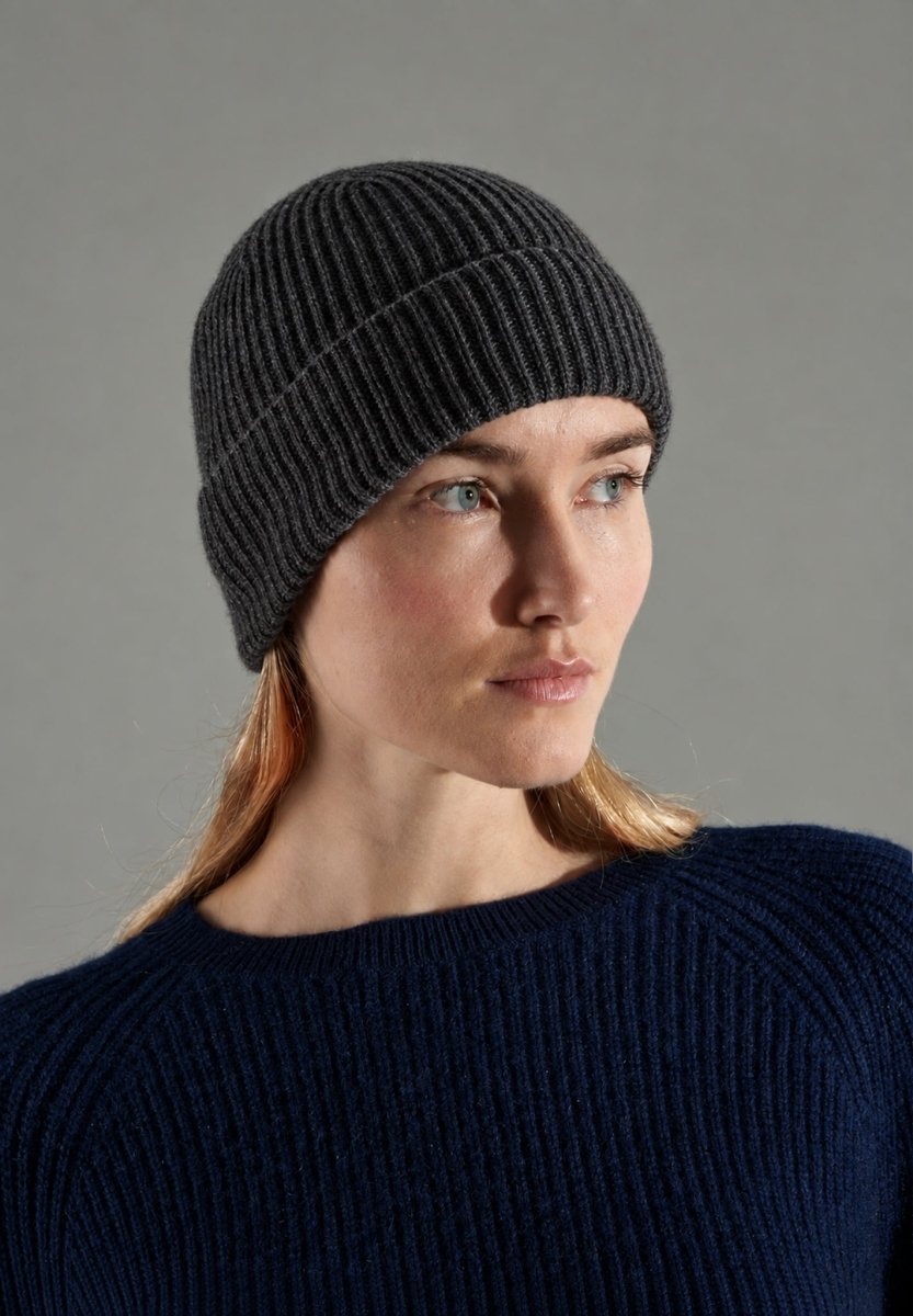 Bonnet unisexe en cachemire 4 fils gris anthracite - UNI 11