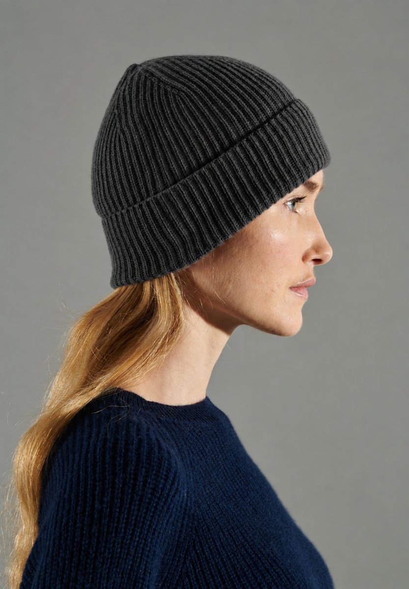 Bonnet unisexe en cachemire 4 fils gris anthracite - UNI 11