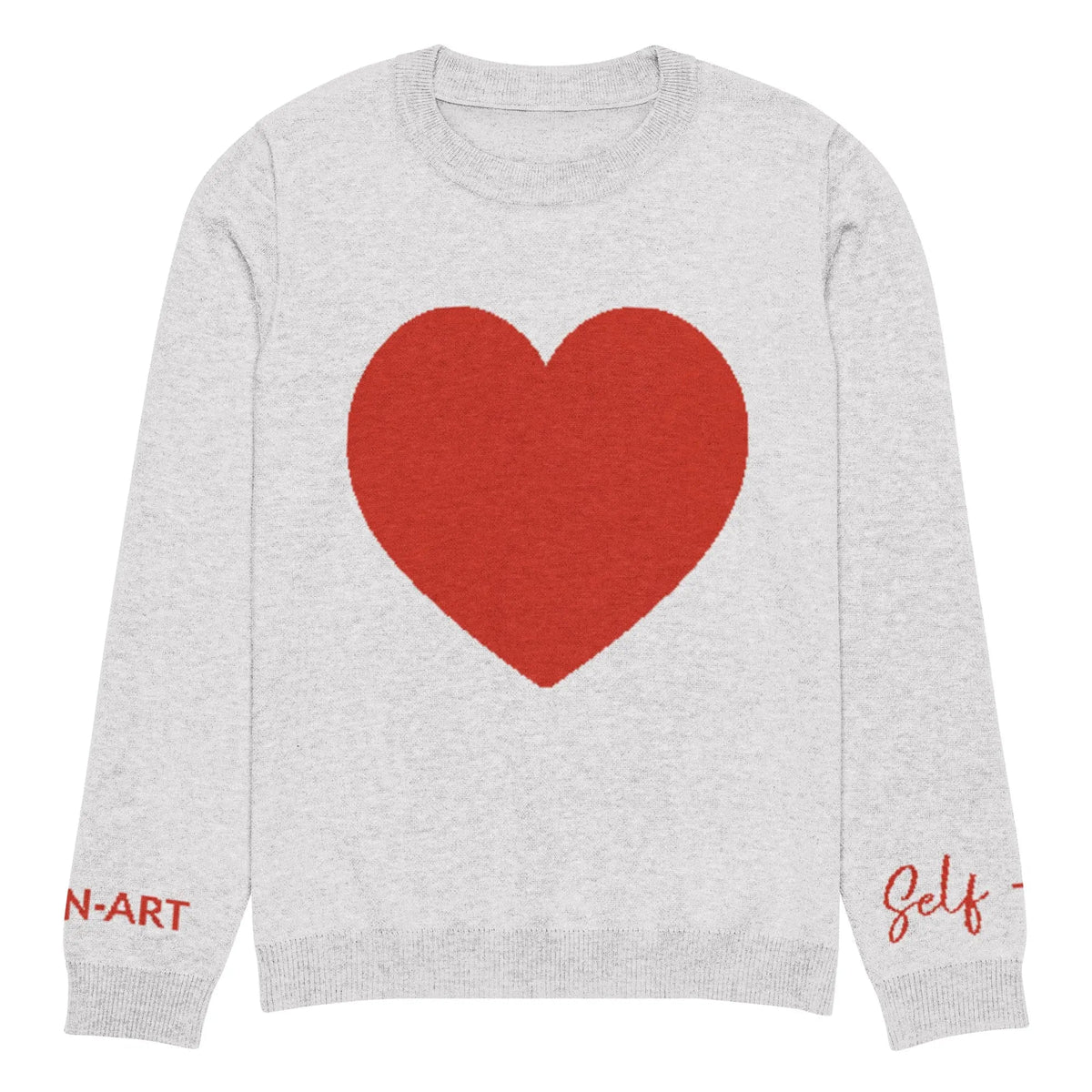 Pull col rond en maille Heart – blanc