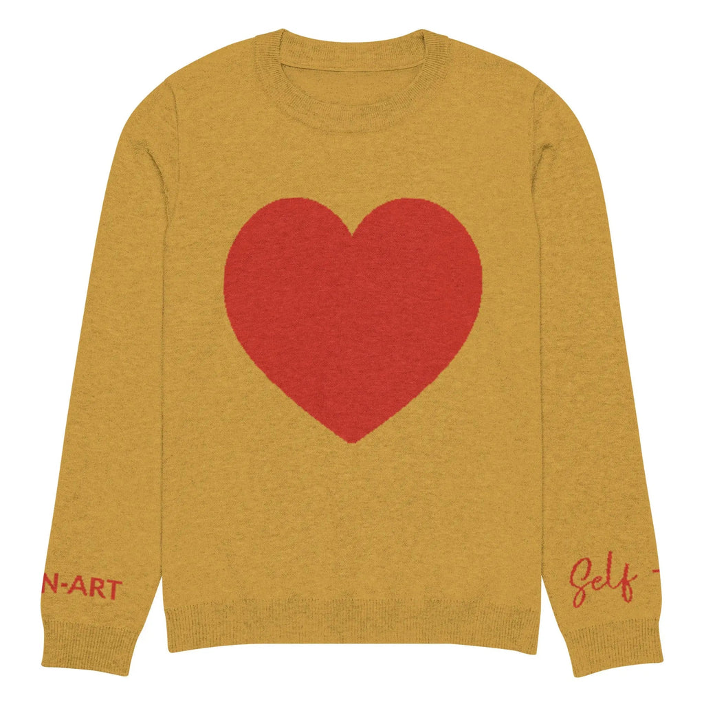 Pull col rond en maille Heart – moutarde