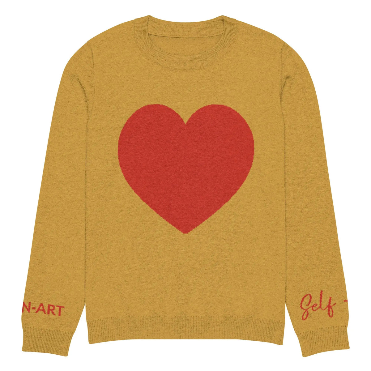 Pull col rond en maille Heart – moutarde