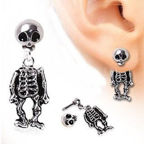 Boucles d'oreilles pendantes squelette (1 paire)