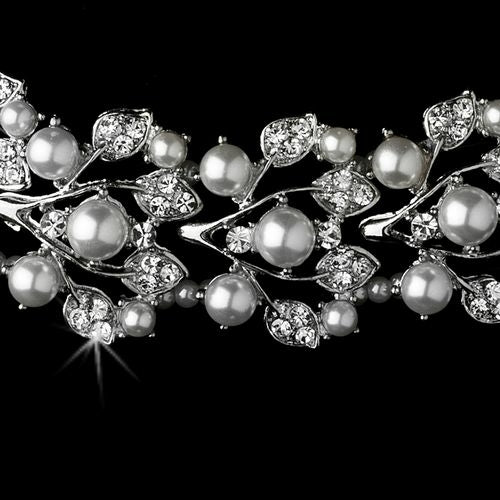 Parure de mariage collier et boucles d'oreilles perles et cristaux