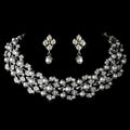 Parure de mariage collier et boucles d'oreilles perles et cristaux