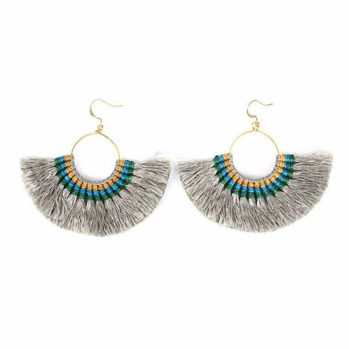 Boucles d'oreilles éventail à pompons
