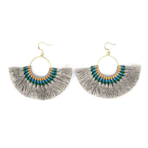 Boucles d'oreilles éventail à pompons